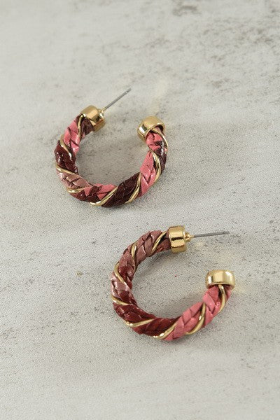 FAUX LEATHER ROPE HOOP EARRINGS | 52E2090216