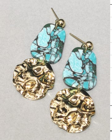 POLYMER CLAY MIX GOLD DROP EARRINGS | 40E257