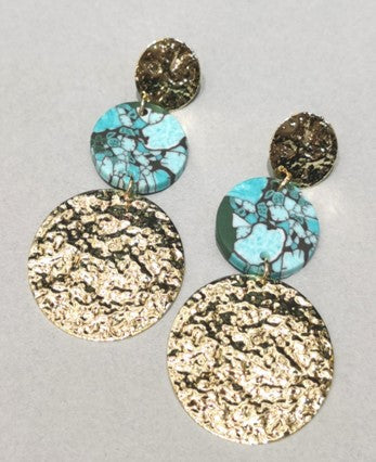 POLYMER CLAY MIX GOLD DROP EARRINGS | 40E257