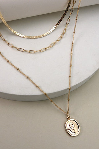 FLOWER PENDANT MULTI LAYER NECKLACE | 25N571