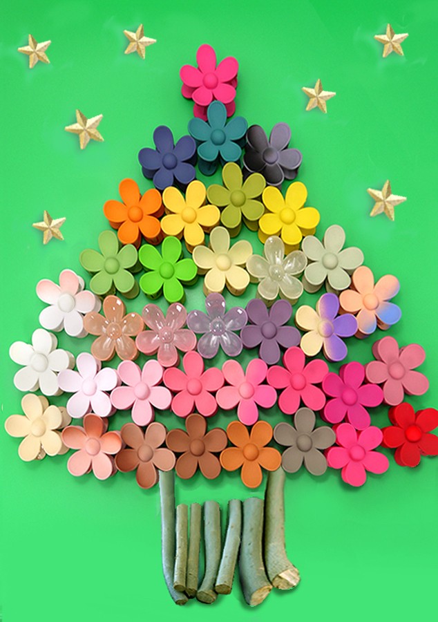 MATTE FLOWER HAIR CLAW CLIPS 12PCS PACK | 40H459-12 Pack