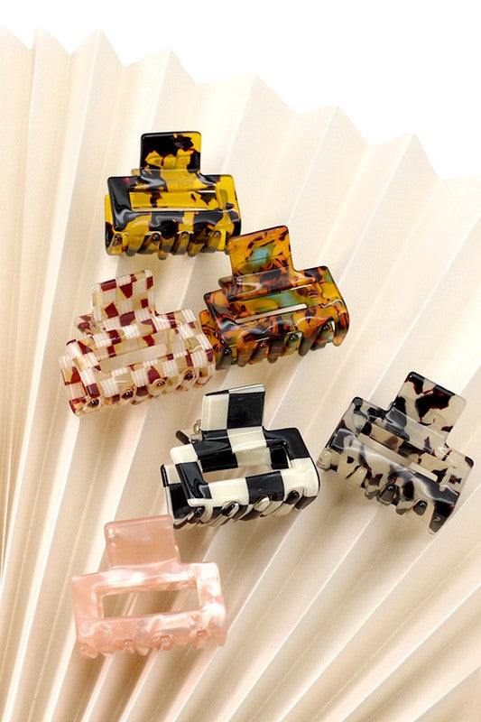 CELLULOSE CUT OUT RECTANGLE HAIR CLAW CLIPS | 40H539