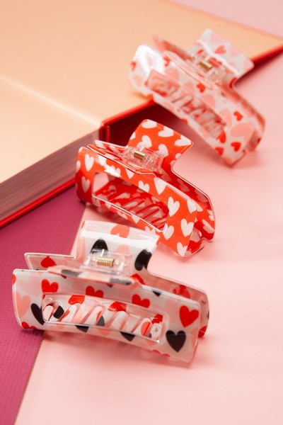 RECTANGLE HEART HAIR CLAW CLIPS  | 40H546