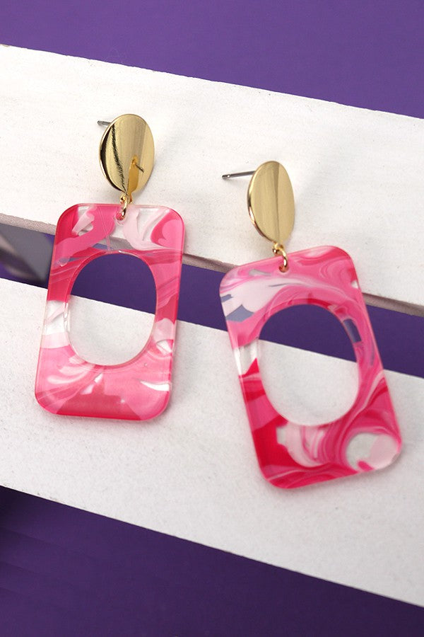 ACRYLIC RECTANGLE DROP EARRINGS | 31E23224