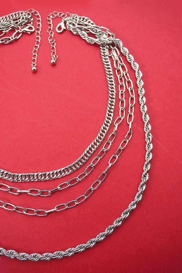 MULTI SILVER CHAIN NECKLACE | 10N2110804