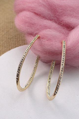 RHINESTONE OVAL HOOP EARRINGS | 31E23264