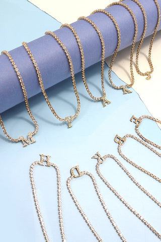 RHINESTONE CHAIN INITIAL NECKLACE | 31N22402