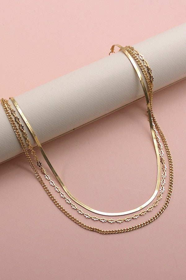 TRIPLE LAYER SNAKE SUNBURST NECKLACE | 31N22419