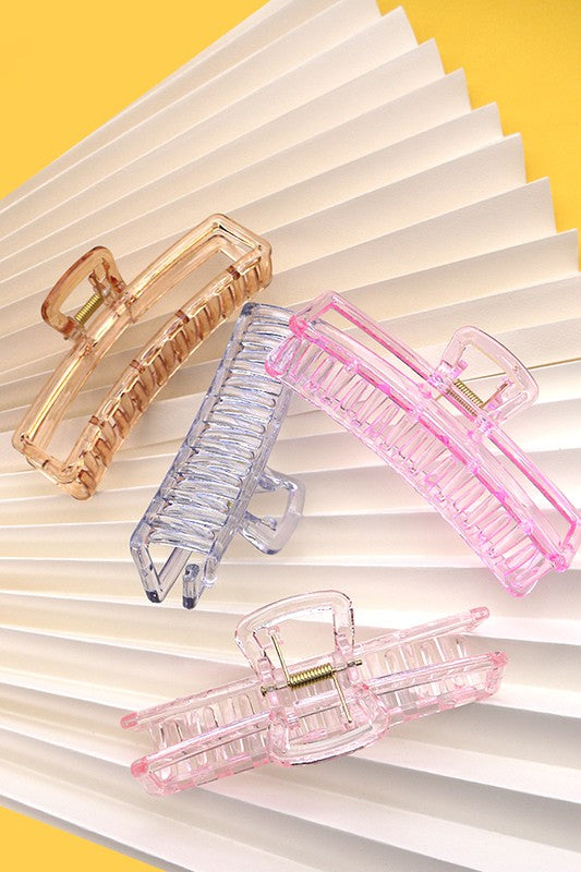 JUMBO CLEAR OPEN RECTANGLE HAIR CLAW CLIPS | 40H554