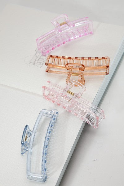 JUMBO CLEAR OPEN RECTANGLE HAIR CLAW CLIPS | 40H554