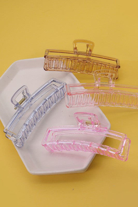 JUMBO CLEAR OPEN RECTANGLE HAIR CLAW CLIPS | 40H554