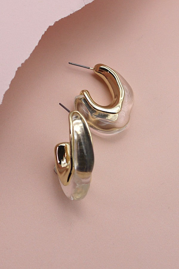 ORGANIC GOLD ACCENT HOOP EARRINGS | 10E2120505