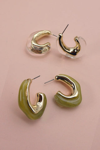 ORGANIC GOLD ACCENT HOOP EARRINGS | 10E2120505