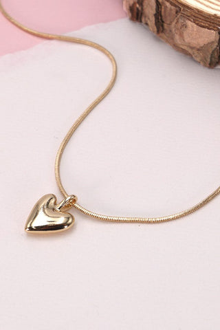 PUFF HEART SNAKE CHAIN NECKLACE | 31N23195