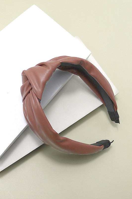 CROSSED KNOTTED FAUX LEATHER HEADBAND | 40HB110