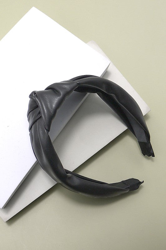 CROSSED KNOTTED FAUX LEATHER HEADBAND | 40HB110