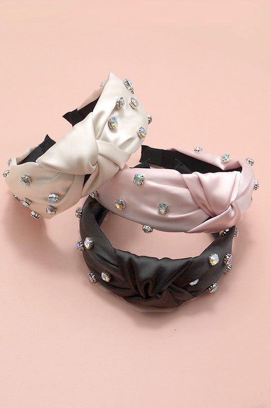 RHINESTONE EMBELLISHED KNOTTED HEADBAND  | 40HB112
