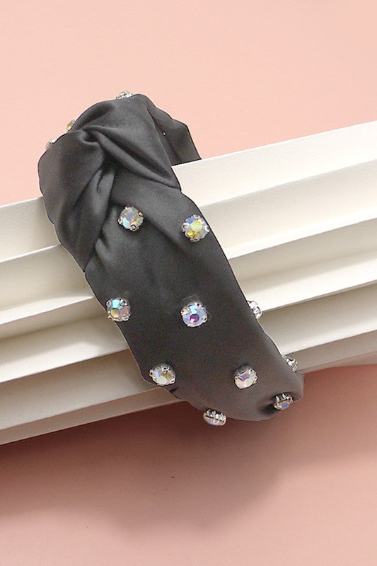 RHINESTONE EMBELLISHED KNOTTED HEADBAND  | 40HB112