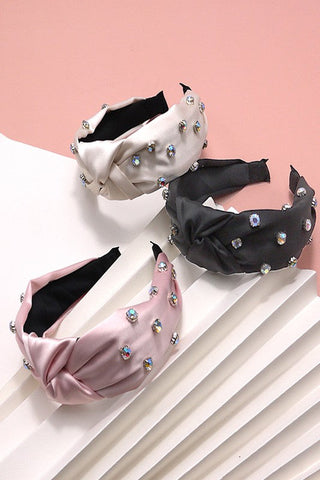 RHINESTONE EMBELLISHED KNOTTED HEADBAND  | 40HB112