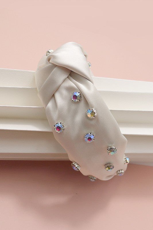 RHINESTONE EMBELLISHED KNOTTED HEADBAND  | 40HB112