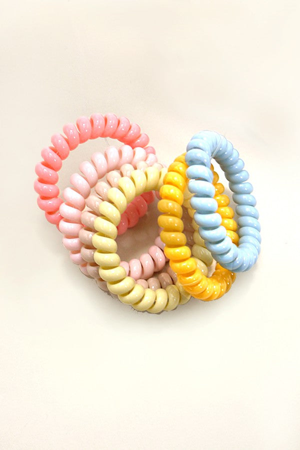 SPIRAL COIL PASTEL HAIR TIES COLOR ASSORTED (SET OF 6) | 40PT311