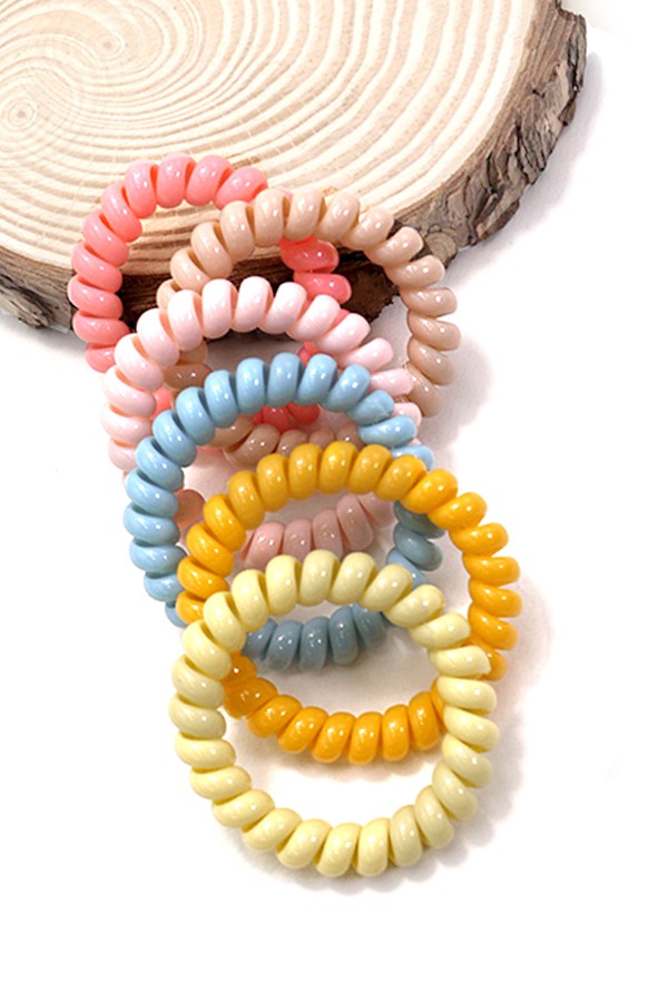 SPIRAL COIL PASTEL HAIR TIES COLOR ASSORTED (SET OF 6) | 40PT311