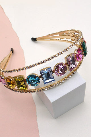 MULTI COLOR RHINESTONE HAIR BAND | 40HB119