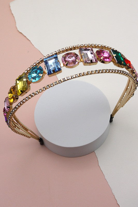 MULTI COLOR RHINESTONE HAIR BAND | 40HB119
