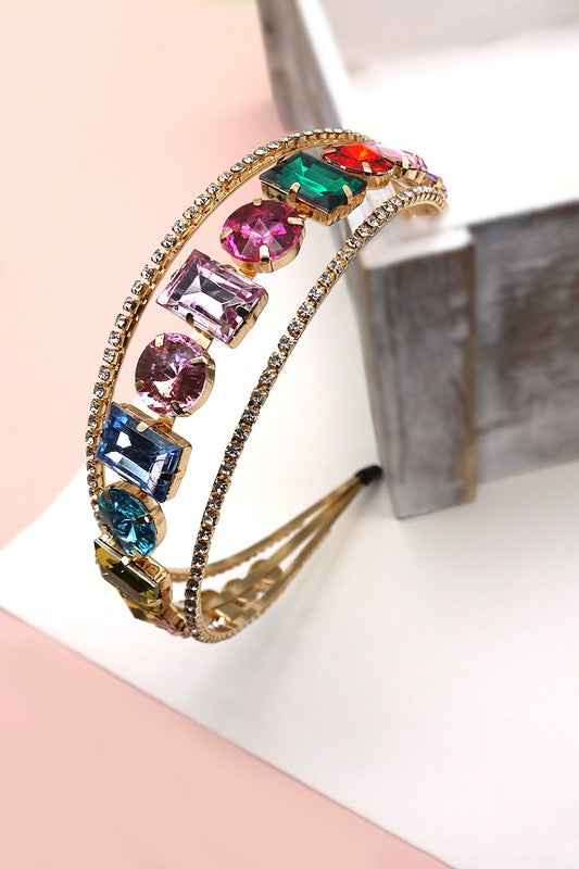 MULTI COLOR RHINESTONE HAIR BAND | 40HB119