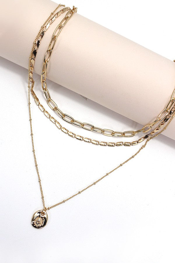 SUN & BIRD DOUBLE SIDED COIN LAYER NECKLACE | 25N623