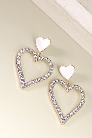 RHINESTONE HEART DROP EARRINGS | 31E23475