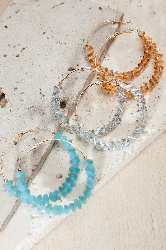 TRIANGULAR GLASS BEAD HOOP EARRINGS | 10E3010905