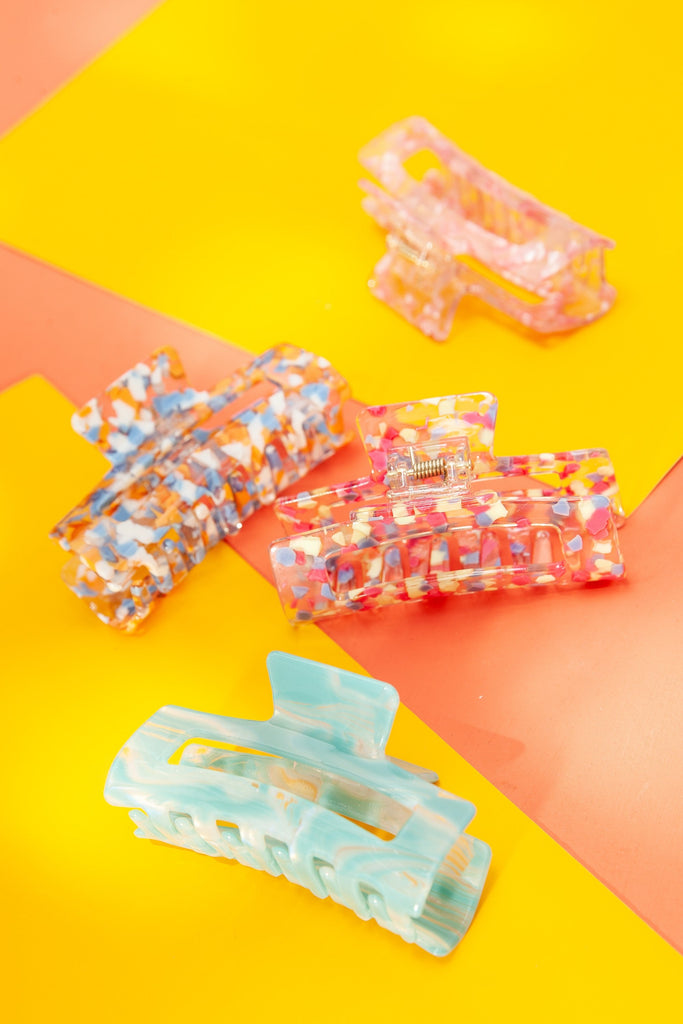 RECTANGLE COLORFUL CELLULOSE HAIR CLAW CLIP | 40H579