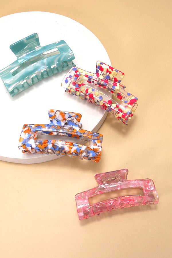 RECTANGLE COLORFUL CELLULOSE HAIR CLAW CLIP | 40H579