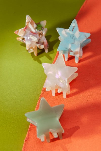 MINI STAR CELLULOSE HAIR CLAW CLIP SET OF 5 | 40H580