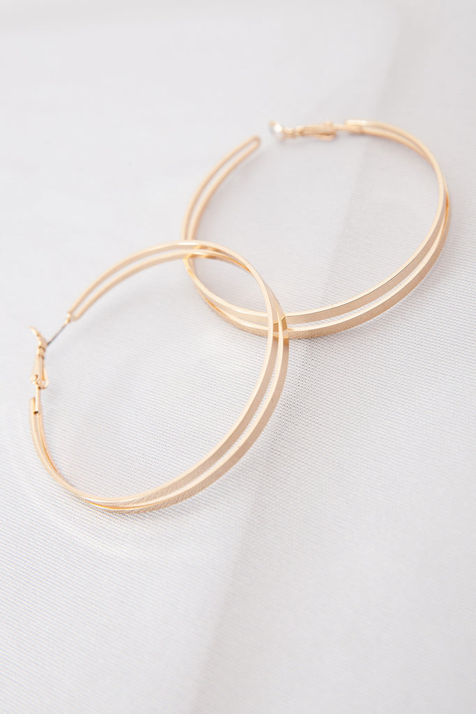 DOUBLE GOLD HOOP EARRINGS | 80E435
