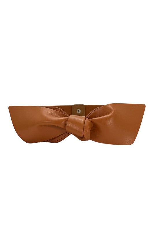 LEATHER BOW BUCKLE ELASTIC BAND WAIST BELT | 40BT623