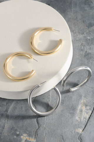 CLASSIC CHUNKY HOOP EARRINGS 1.75 INCH | 10E3032446