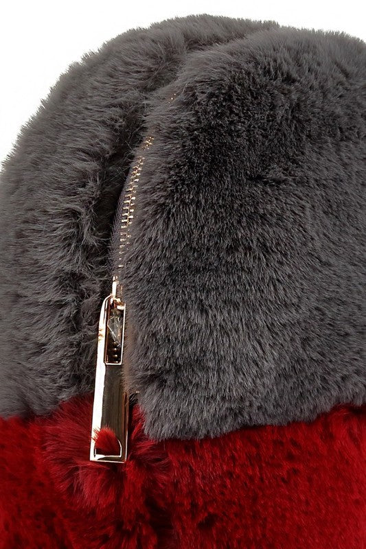 Two Tone Fine Faux Fur Backpack