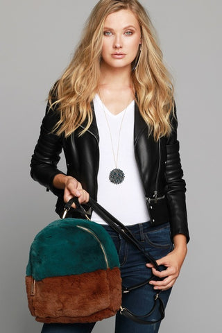 Two Tone Fine Faux Fur Backpack