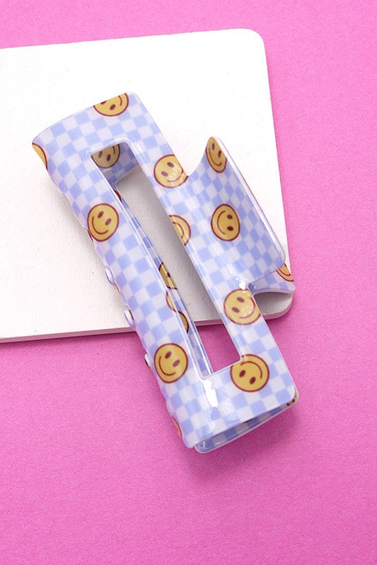 JUMBO CHECKER SMILEY HAIR CLAW CLIPS | 40H604