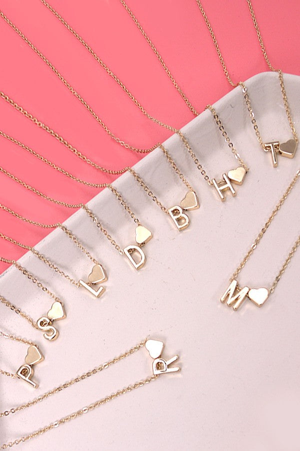 BRASS MONOGRAM INITIAL HEART CAHRM NECKLACE | 80N150