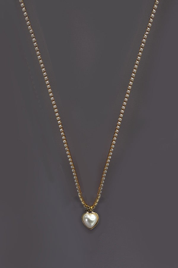 DELICATE PEARL CHAIN HEART NECKLACE | 10N3042112