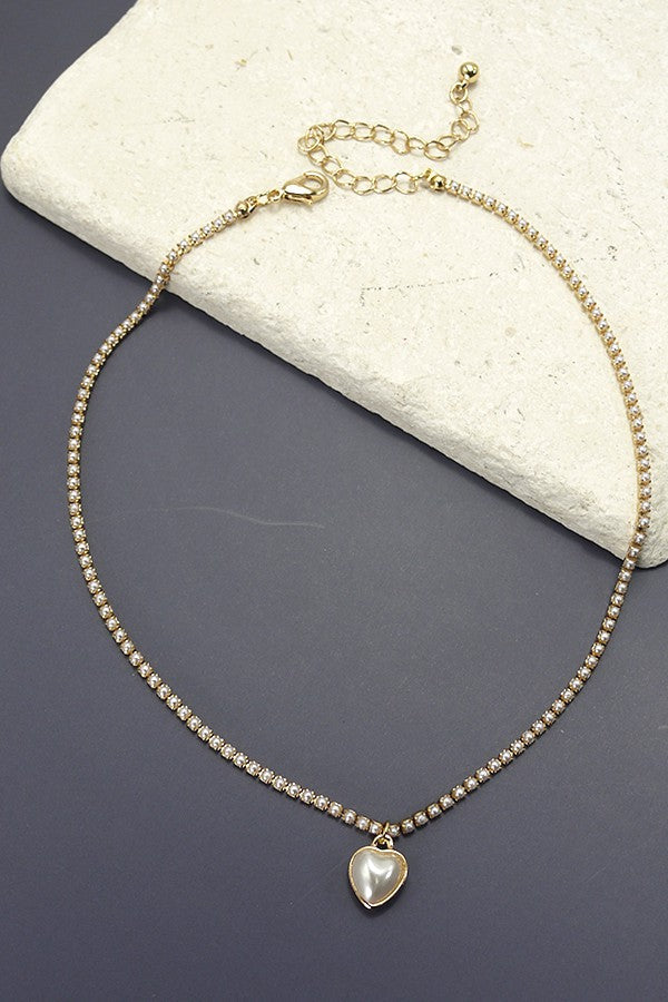 DELICATE PEARL CHAIN HEART NECKLACE | 10N3042112