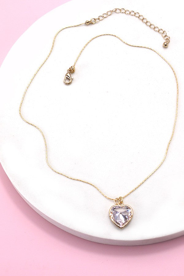 CZ HEART PENDANT NECKLACE | 10N3042110
