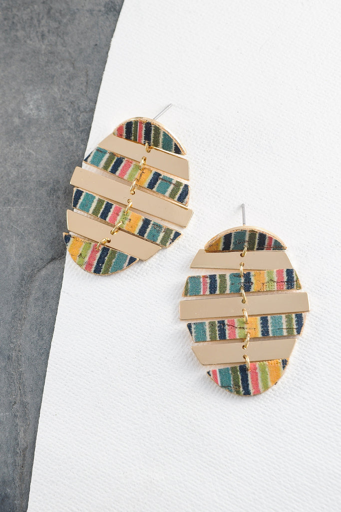 GOLD CORT PRINT OVAL DROP EARRINGS | 10E3051256