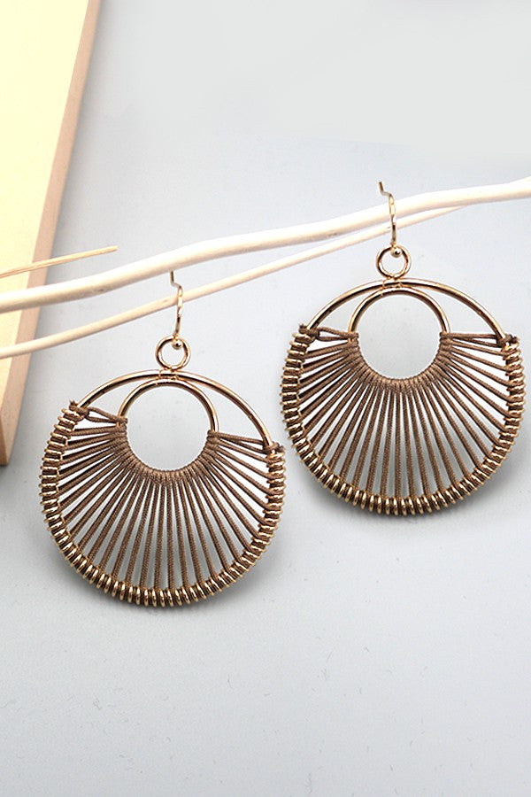 BOHO LIGHTWEIGHT THREAD STRING BRASS DROP EARRINGS | 10E3060932