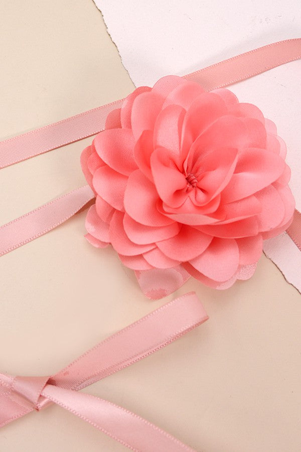 ROSETTE CHIFFON FLOWER WRAP NECKLACE | 40N304
