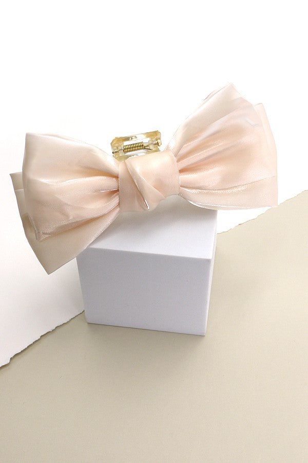 LARGE CHIFFON DOUBLE RIBBON BOW HAIR CLAW CLIPS | 40H627