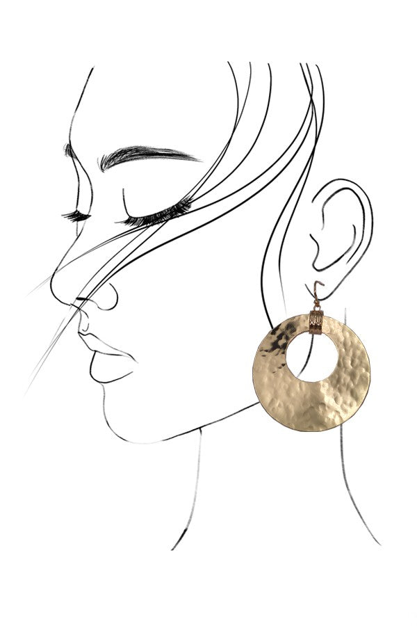 LUXURY HAMMERED DISC DROP EARRINGS | 10E3063003